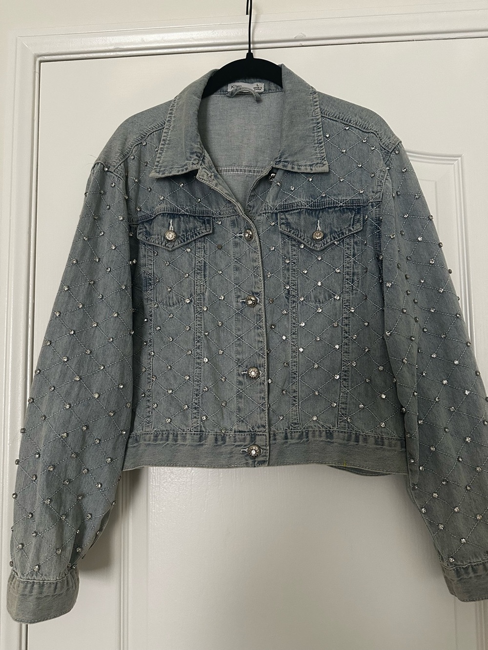 Embellished with sparkles Light blue Denim Jacket - Women's
